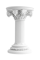 Architectural design elegant white column isolated on transparent background, png