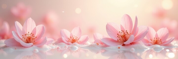 Pastel spring blooms adrift in creamy milk bath, ethereal backdrop, pastel, spring