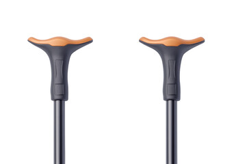 Hiking action with trekking poles outdoors isolated on transparent background, png