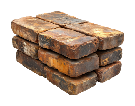 Construction action brick stack workshop isolated on transparent background, png