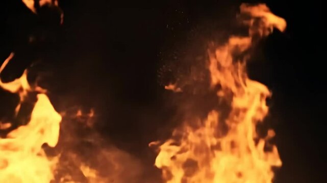 Dynamic video frame with flames on the edges, creating a fiery border. Captured from a frontal angle, emphasizing the intense, blazing effect.
