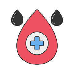 Fototapeta premium Blood Drop with Cross. A blood drop with a medical symbol, symbolizing blood donation.