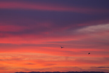 Puesta de sol con nubes coloridas