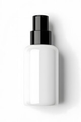 Cosmetic serum pump white bottle, dispenser container mock up. Foundation cream jar, airless pump dispenser design isolated on white background