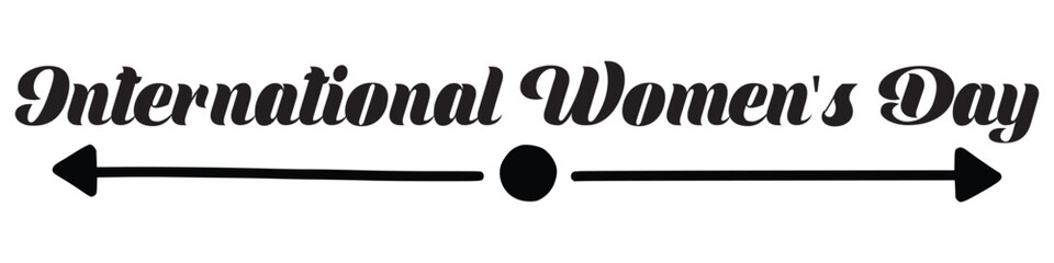 International WOMENS Day text hand drawn lettering writing icon vector, banner poster illustration.