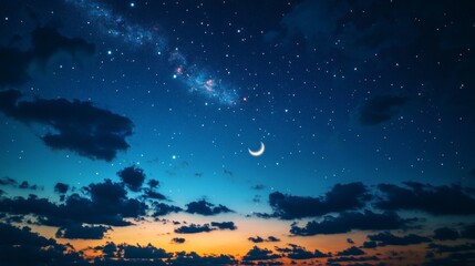 Fototapeta premium Synthetic star field. Solar system sky. Cosmo and Moon. Illustrative representation. Beautiful and mesmerizing space galaxy background with moon.