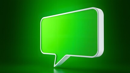 Naklejka premium Green Speech Bubble with White Border on a Dark Green Background