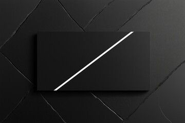 Blank black business card mockup with white diagonal line across