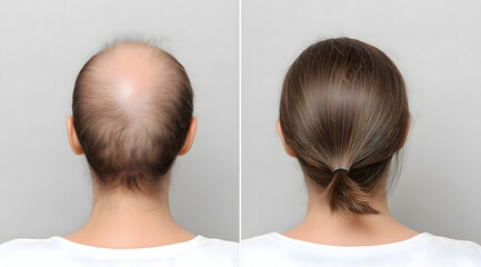 Fototapeta premium Woman's hair transformation before and after
