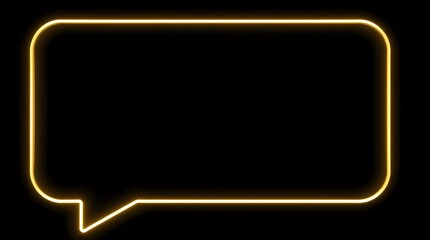 Bright Neon Speech Bubble Glowing Isolated on Black Background for Messaging