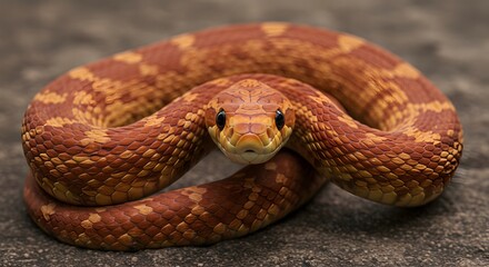 Fototapeta premium Corn Snake Closeup Orange Scales Reptile Portrait