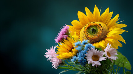 Obraz premium nature-inspired sunflower and wildflower bouquet
