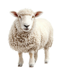 Sheep grazing in pasture green field wildlife isolated on transparent background, png