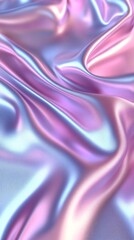 Obraz premium A beautiful fabric with a shiny, iridescent texture showcases gentle waves of pastel pink and blue. Light reflects subtly, enhancing its elegance