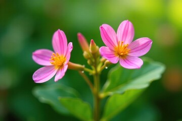 Fototapeta premium Delicate primrose blossoms against vibrant green foliage, nature, wildflower