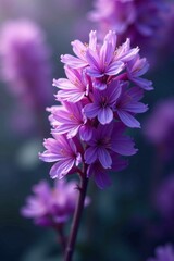 Fototapeta premium Dense cluster, vibrant purple-toned plumes, clean backdrop, inflorescence, purple