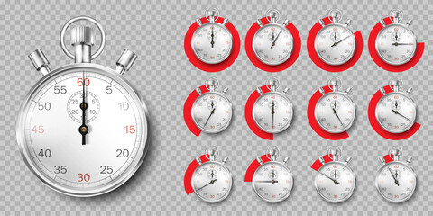 Stopwatch,metal realistic schronometer isolated