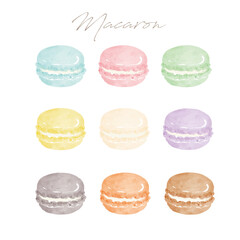 マカロンの手描き水彩画セット