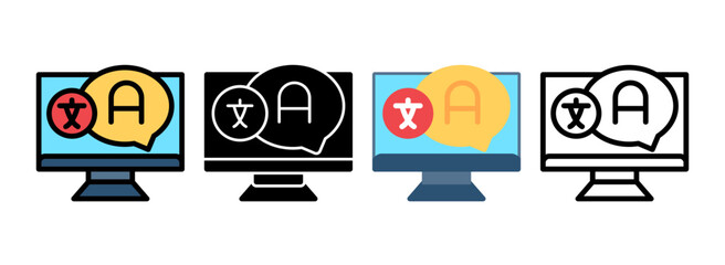 Set of Chinese Line, Line Filled, Glyph, Flat Icons