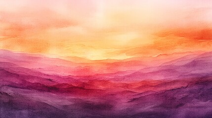 Soft watercolor sunset background featuring warm oranges, pinks, and purples, evoking the peaceful colors of a sunset horizon.