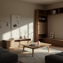 Fototapeta premium Serene Japandi Living Room 
