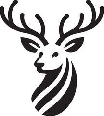Tribal-Style Deer Head Vector Illustration Black and White