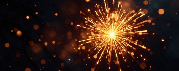 Obraz premium Golden firework burst, radiant sparks illuminating the darkness , fireworks, light