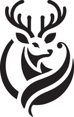 Tribal-Style Deer Head Vector Illustration Black and White