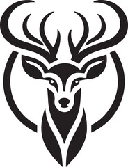 Tribal-Style Deer Head Vector Illustration Black and White