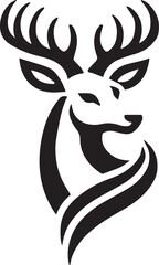 Tribal-Style Deer Head Vector Illustration Black and White