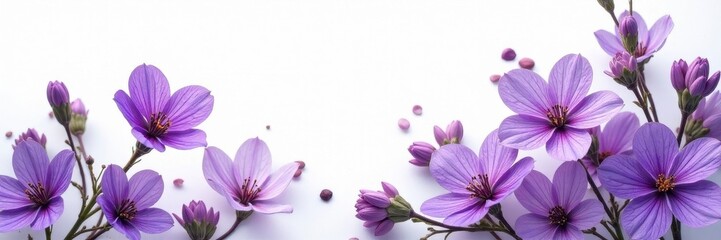 Obraz premium Intricate purple flower arrangement, pure white setting, bright, white