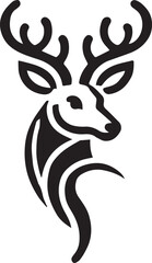 Tribal-Style Deer Head Vector Illustration Black and White