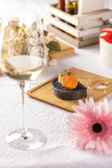 Gourmet black bread canapes
