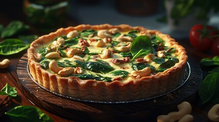 Spinach and Cashew Quiche Detailed Image