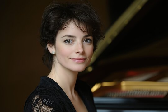 Portrait of a woman with short dark hair in a dark dress