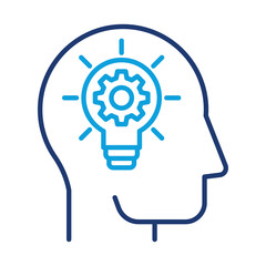 Head with a Lightbulb. This icon shows a brain with a lightbulb, representing the process of generating creative ideas and solving problems.