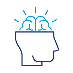 Vector icon of Head with brain and lines. This icon represents the openness to new ideas, perspectives, and creative solutions.