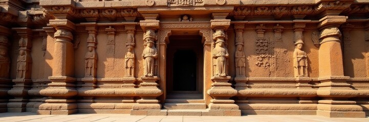 Intricate brick carvings adorn Jagatnatha Temple wall , temple wall, relief, art