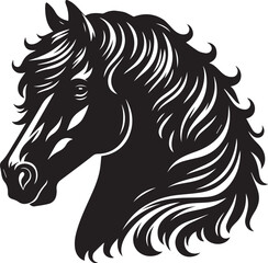Horse face big hair vector black and white
