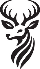Tribal-Style Deer Head Vector Illustration Black and White