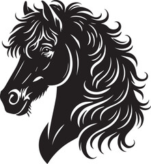 Horse face big hair vector black and white