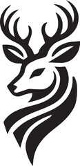 Tribal-Style Deer Head Vector Illustration Black and White