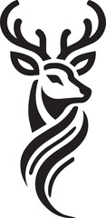 Tribal-Style Deer Head Vector Illustration Black and White