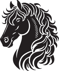 Horse face big hair vector black and white