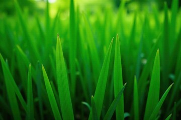 Obraz premium Long, slender green leaves arranged horizontally, forming a natural background , nature background, slender, botanical