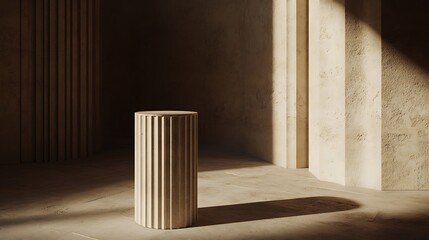 Fluted Column Stands in Minimalist Room Setting