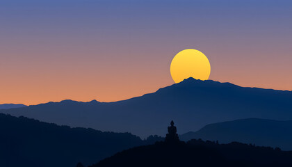 Obraz premium Buddha - Website Banner, silhouette. with white shades