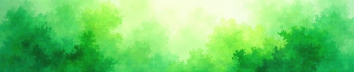 Fototapeta premium Lush green foliage watercolor wash, vibrant texture , artwork, botanical, vivid