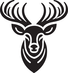 Tribal-Style Deer Head Vector Illustration Black and White