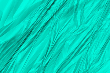 The crumpled texture of the cyan plastic is like being pulled strongly.